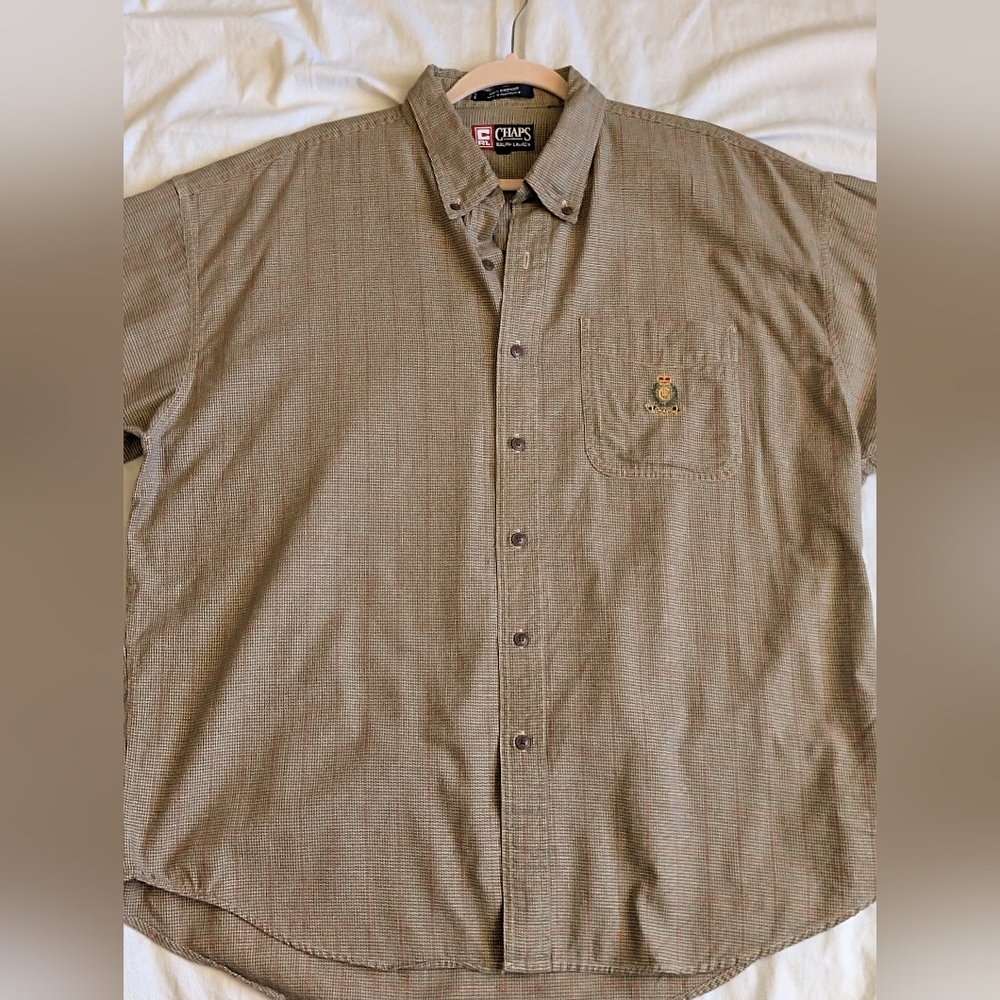 Chaps Ralph Lauren Button Up Collared Long Sleeve Size XL Houndstooth